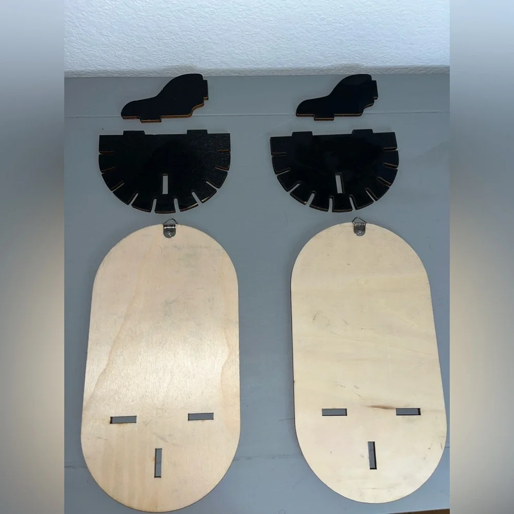 Set of 2 Mystical Boho Wooden Wall Shelves with Celestial & Moth Art Engraving